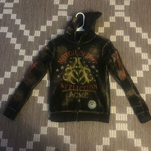 Affliction zip up sweater size small women in a good condition:)